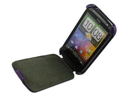 HTC Desire S Slim Synthetic Leather Flip Case - Purple
