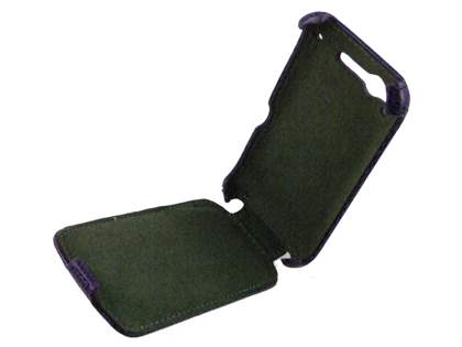 HTC Desire S Slim Synthetic Leather Flip Case - Purple
