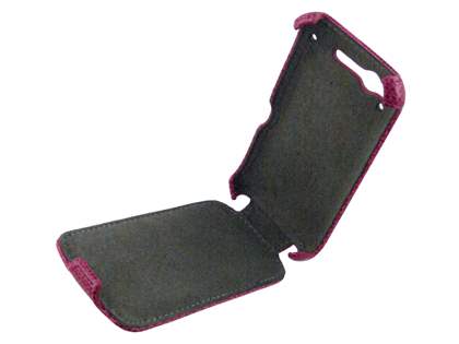 HTC Desire S Slim Synthetic Leather Flip Case - Hot Pink
