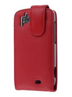 Genuine Leather Flip Case for HTC Sensation - Red