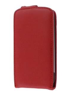 Genuine Leather Flip Case for HTC Sensation - Red