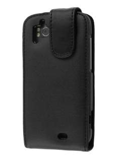 Genuine Leather Flip Case for HTC Sensation - Black