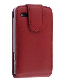 Genuine Leather Flip Case for HTC Salsa - Red