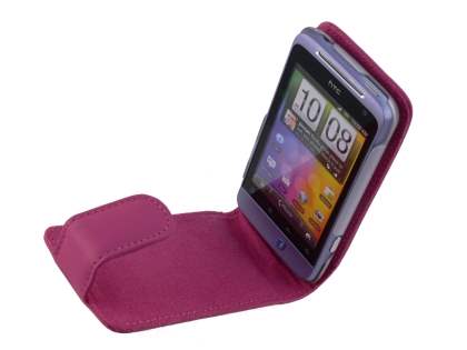 Genuine Leather Flip Case for HTC Salsa - Pink