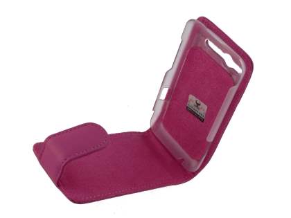 Genuine Leather Flip Case for HTC Salsa - Pink