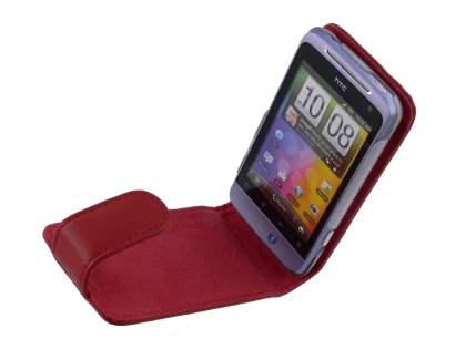 Genuine Leather Flip Case for HTC Salsa - Red