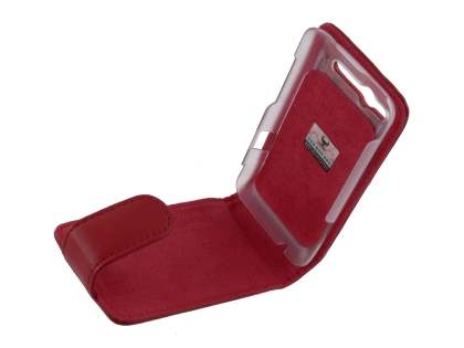 Genuine Leather Flip Case for HTC Salsa - Red