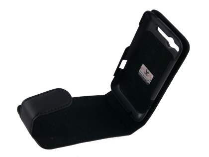 Genuine Leather Flip Case for HTC Salsa - Black