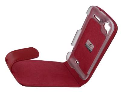 Genuine Leather Flip Case for HTC Sensation - Red