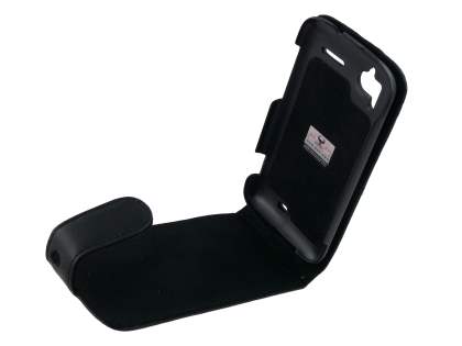 Genuine Leather Flip Case for HTC Sensation - Black