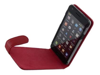 Genuine Leather Flip Case for Samsung I9100 Galaxy S2 - Red