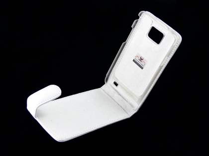 Genuine Leather Flip Case for Samsung I9100 Galaxy S2 - White
