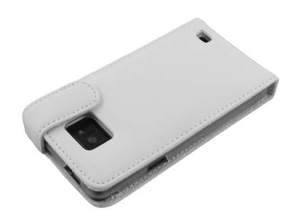 Genuine Leather Flip Case for Samsung I9100 Galaxy S2 - White