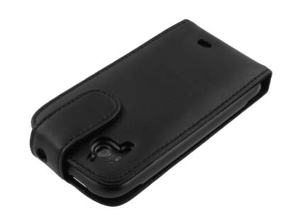 Genuine Leather Flip Case for HTC Sensation - Black