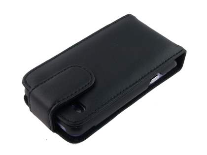 Genuine Leather Flip Case for HTC Salsa - Black