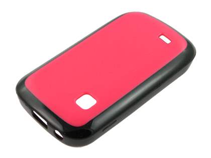 Dual-Design Case for Samsung Galaxy Fit S5670 - Black/Hot Pink