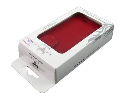 Genuine Leather Flip Case for HTC Sensation - Red