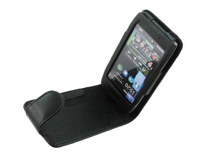 Synthetic Leather Flip Case for Nokia X7 - Black