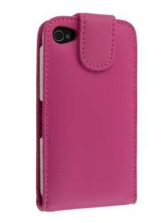 Genuine Leather Flip Case for iPhone 4/4S - Pink Leather Flip Case