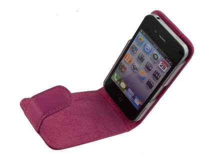 Genuine Leather Flip Case for iPhone 4/4S - Pink