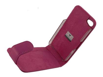 Genuine Leather Flip Case for iPhone 4/4S - Pink