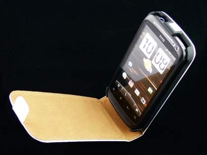 HTC Desire S Slim Synthetic Leather Flip Case - White