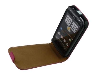 Synthetic Leather Flip Case for HTC Desire S - Pink
