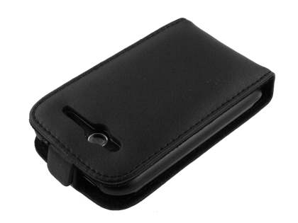 HTC Wildfire S Genuine Leather Flip Case - Black
