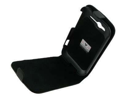 HTC Wildfire S Genuine Leather Flip Case - Black