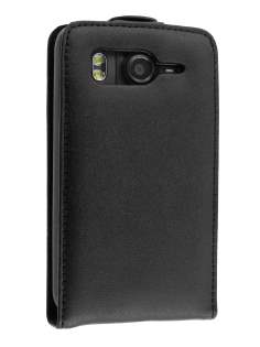 Genuine Leather Flip Case for HTC Desire HD - Black