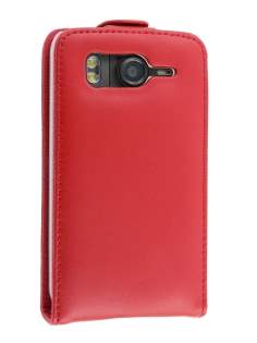 HTC Desire HD Genuine Leather Flip Case - Red