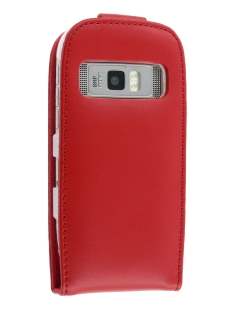 Genuine Leather Flip Case for Nokia C7 - Red