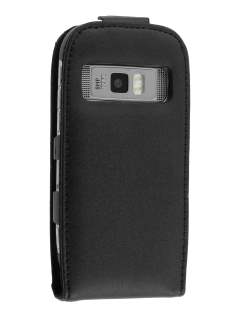 Genuine Leather Flip Case for Nokia C7 - Black