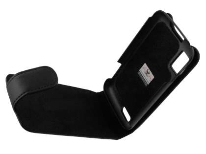 Genuine Leather Flip Case for Motorola ATRIX 4G - Black