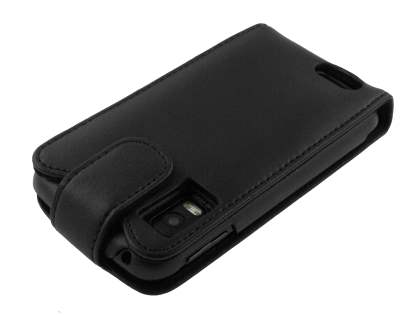Genuine Leather Flip Case for Motorola ATRIX 4G - Black