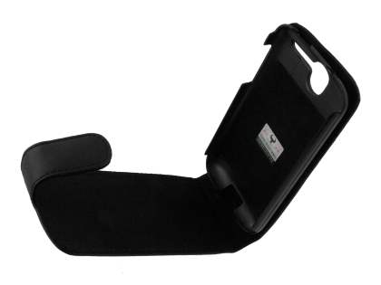 HTC Desire G7 Genuine Leather Flip Case - Black