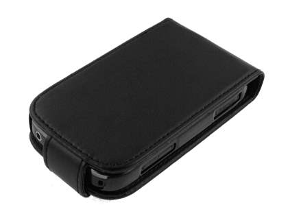 Synthetic Leather Flip Case for Samsung Galaxy Fit S5670 - Black