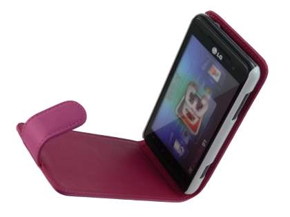 Synthetic Leather Flip Case for LG Optimus 3D P920 - Pink