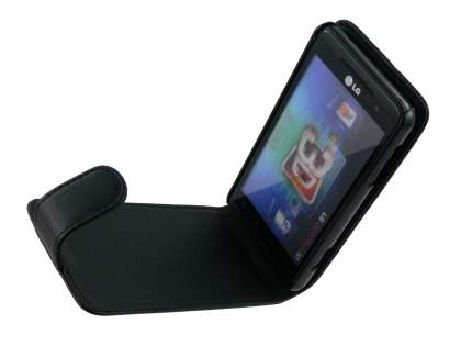 Synthetic Leather Flip Case for LG Optimus 3D P920 - Black