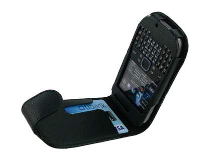 Synthetic Leather Flip Case for Nokia E6 - Black