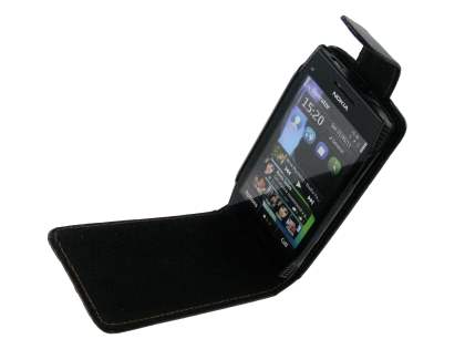 Synthetic Leather Flip Case for Nokia X7 - Black