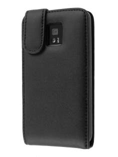 Genuine Leather Flip Case for LG Optimus 2X P990 - Black Genuine Leather Flip Case for LG Optimus 2X P990 - Black