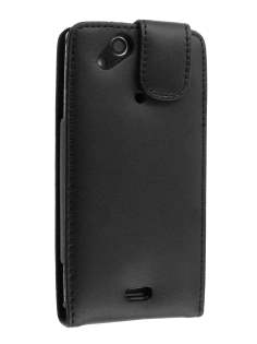 Genuine Leather Flip Case for Sony Ericsson XPERIA Arc/Arc S - Black