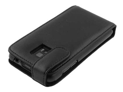 Genuine Leather Flip Case for LG Optimus 2X P990 - Black