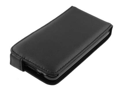 Genuine Leather Flip Case for LG Optimus 2X P990 - Black