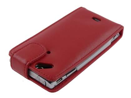 Genuine Leather Flip Case for Sony Ericsson XPERIA Arc/Arc S - Red