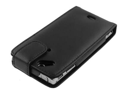 Genuine Leather Flip Case for Sony Ericsson XPERIA Arc/Arc S - Black