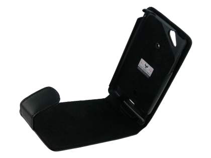 Genuine Leather Flip Case for Sony Ericsson XPERIA Arc/Arc S - Black