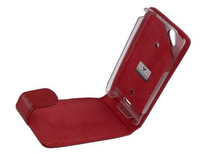 Genuine Leather Flip Case for Sony Ericsson XPERIA Arc/Arc S - Red