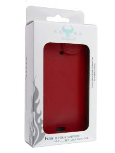 Genuine Leather Flip Case for Sony Ericsson XPERIA Arc/Arc S - Red